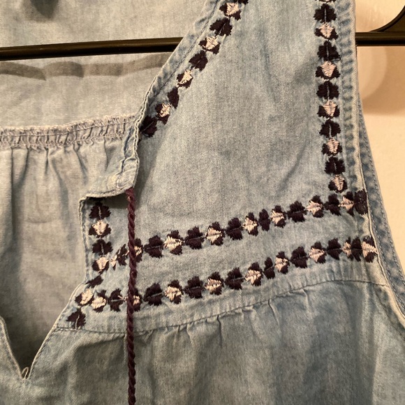 Boho Chambray Tank with Embroidery - Picture 2 of 2